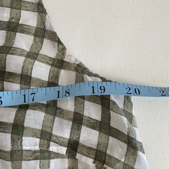 J. Jill Moss Gingham Tie Front Button Down Tank Top Shirt Size Medium - Picture 8 of 10